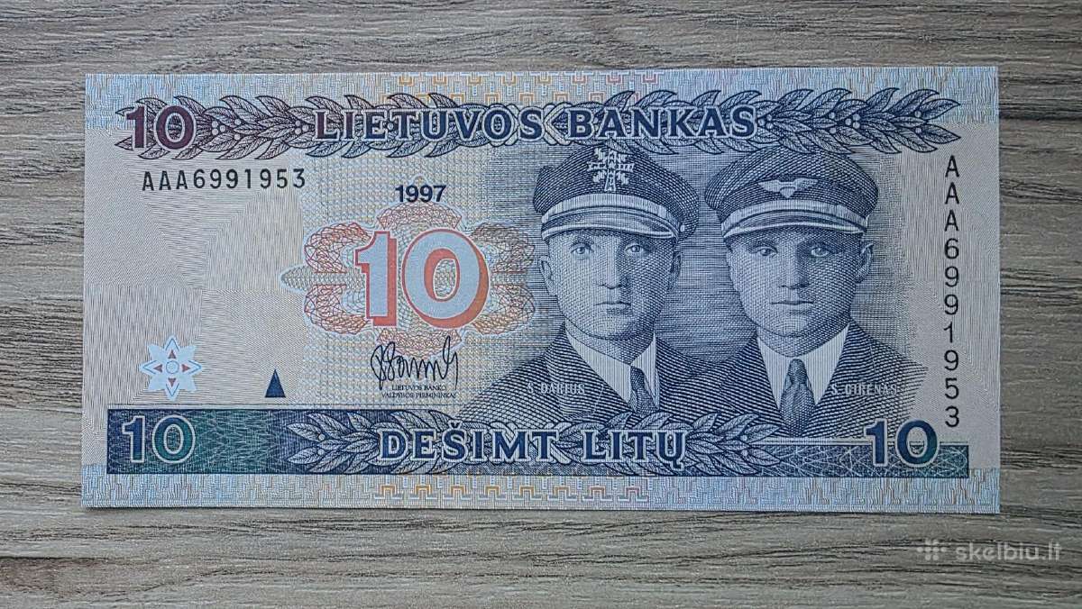 1997 metų 10 litų gražaus stovio Aa serijos