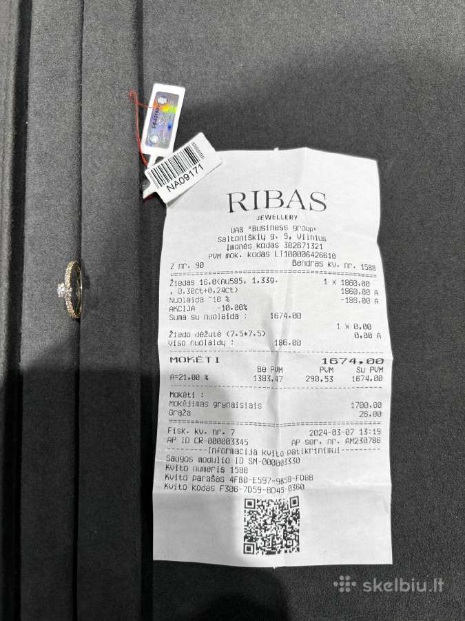 Ribas Jewellery žiedas
