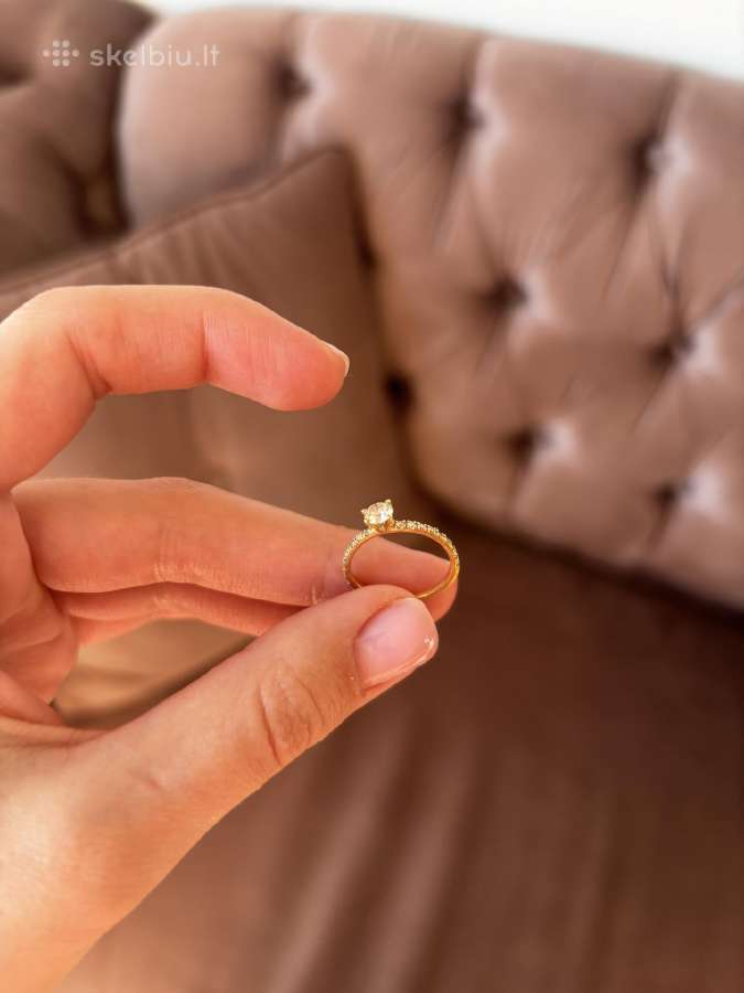Ribas auksinis žiedas su deimantais 0,54 ct - nuotraukos Nr. 3