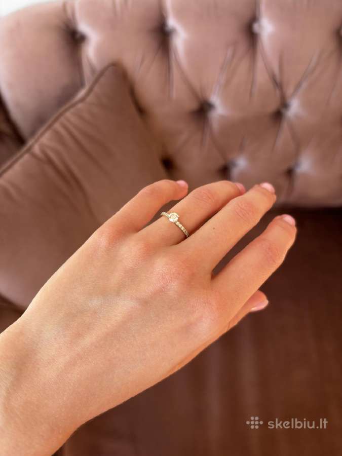 Ribas auksinis žiedas su deimantais 0,54 ct - nuotraukos Nr. 4