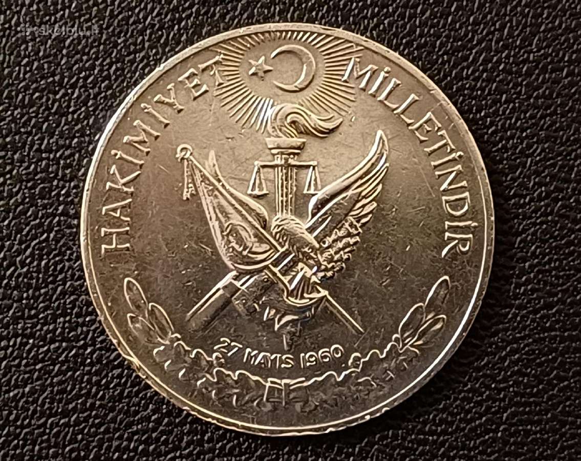 10 lirų 1960m. Turkija 15g. sidabras 835