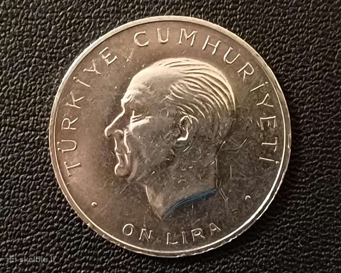 10 lirų 1960m. Turkija 15g. sidabras 835 - nuotraukos Nr. 2