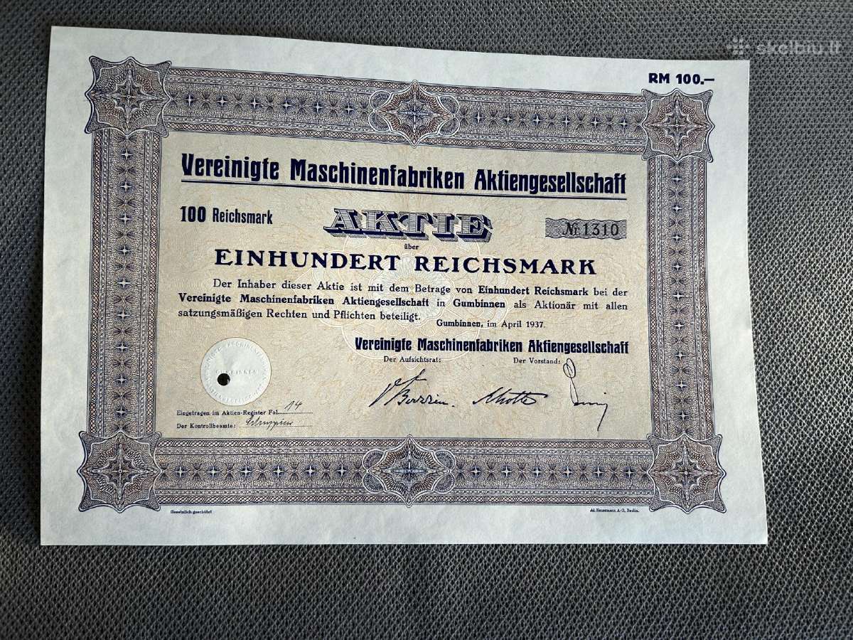 Gumbinės Jungtinės mašinų gamyklos akcija