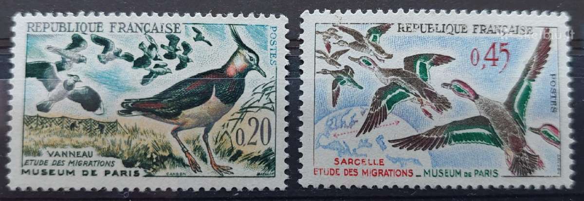 Prancūzija 1960 paukščiai, švarus, Michel 1332-133