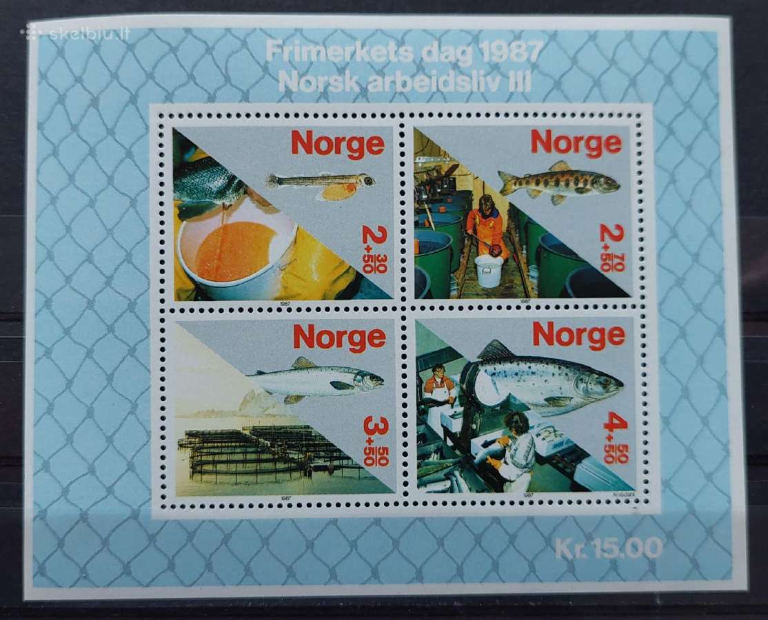 Norvegija 1987 žuvis, švarus, Michel block8