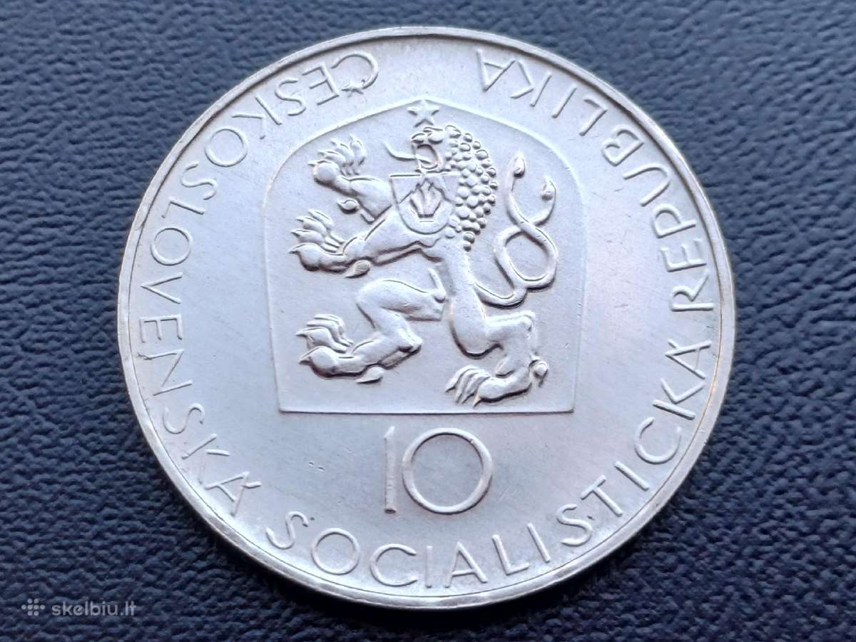 10 kronų 1968m. Čekoslovakija sidabras - nuotraukos Nr. 2