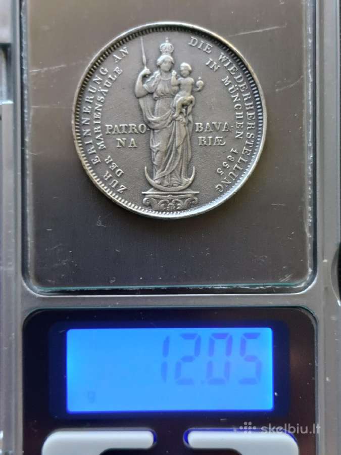 2 guldenai 1855m. Kopija sidabras 925 - nuotraukos Nr. 3
