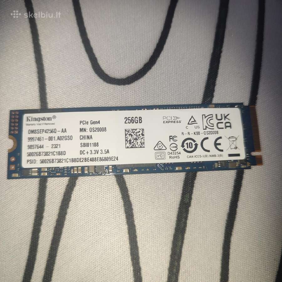 „Naujas Kingston M.2 Nvme 256gb SSD. Veikia puikia