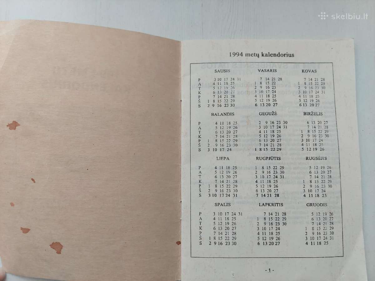 1994 m. kalendorius - nuotraukos Nr. 2