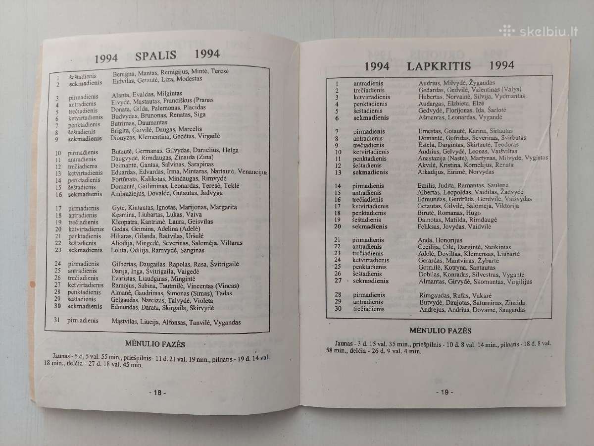1994 m. kalendorius - nuotraukos Nr. 4