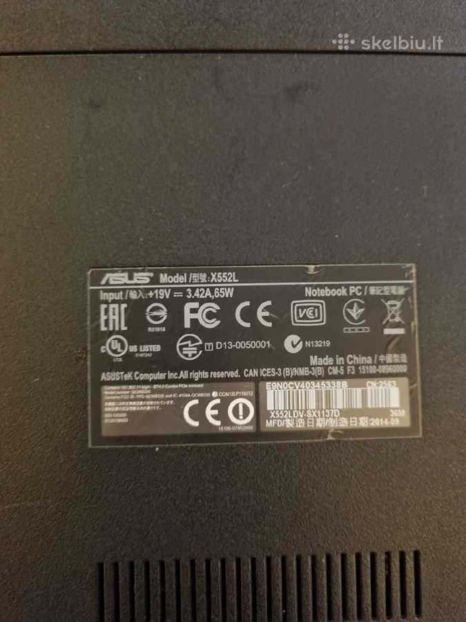 Asus X552l nešiojamas kompiuteris - nuotraukos Nr. 6