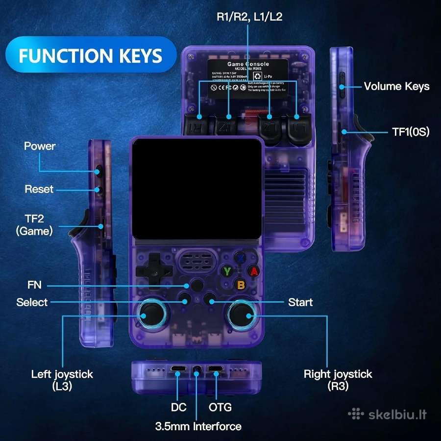 Retro žaidimų konsolė R36s 64gb 128gb paruošta - nuotraukos Nr. 9