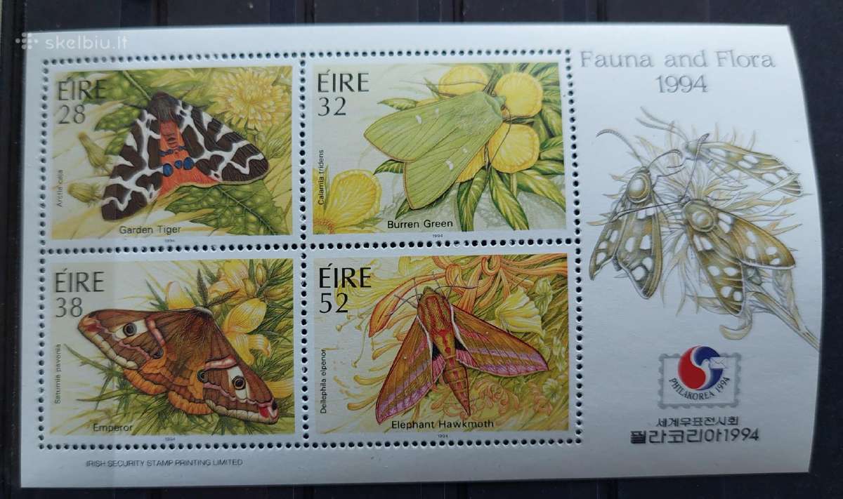 Airija 1994 drugeliai, švarus, Michel block13i