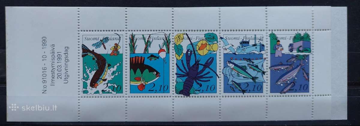 Suomija 1991 žvejyba švarus,bukletas Michel 1134-1