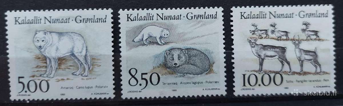 Grenlandija 1993 gyvūnai, švarus, Michel 239-241
