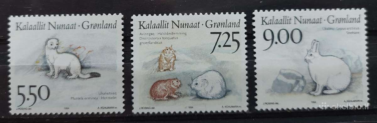 Grenlandija 1994 gyvūnai, švarus, Michel 249-251