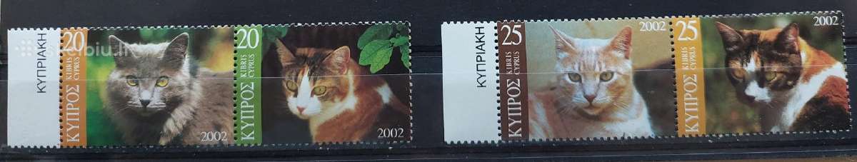 Kipras 2002 kates, švarus, Michel 986-989