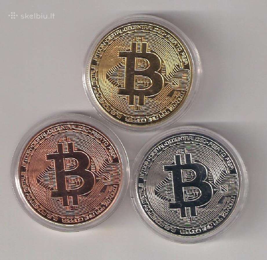 Trijų Bitcoin proginių monetų kolekcija