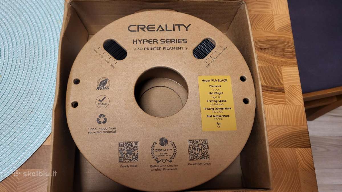 3D plastikas Creality Hyper Pla juodas keičiu - nuotraukos Nr. 4