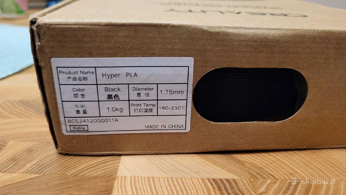 3D plastikas Creality Hyper Pla juodas keičiu - nuotraukos Nr. 2