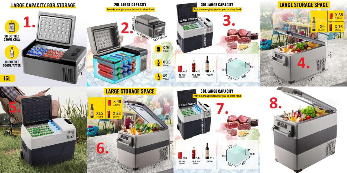 12v 24v mobilūs kompresoriniai šaldytuvai 15-55l