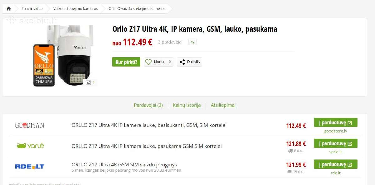 Stebėjimo kamera Orllo Z17 Ultra - nuotraukos Nr. 5