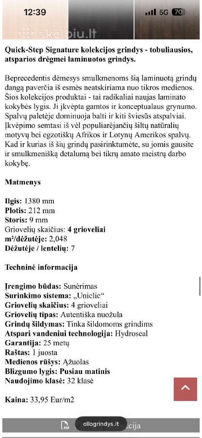Paklotas grindims - nuotraukos Nr. 2