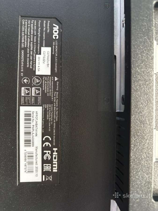 Monitorius Aoc C27g2zu/bk, Va, 240 Hz, Fhd, 27" - nuotraukos Nr. 7