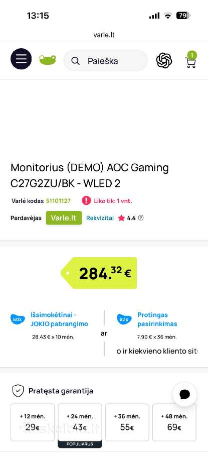 Monitorius Aoc C27g2zu/bk, Va, 240 Hz, Fhd, 27" - nuotraukos Nr. 8