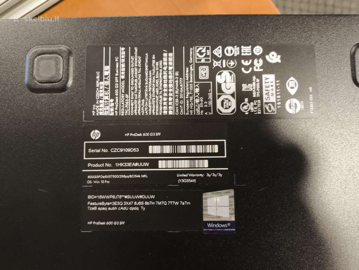 Prodesk 600 G3 I5-7500, 0gb RAM/SSD* - nuotraukos Nr. 3