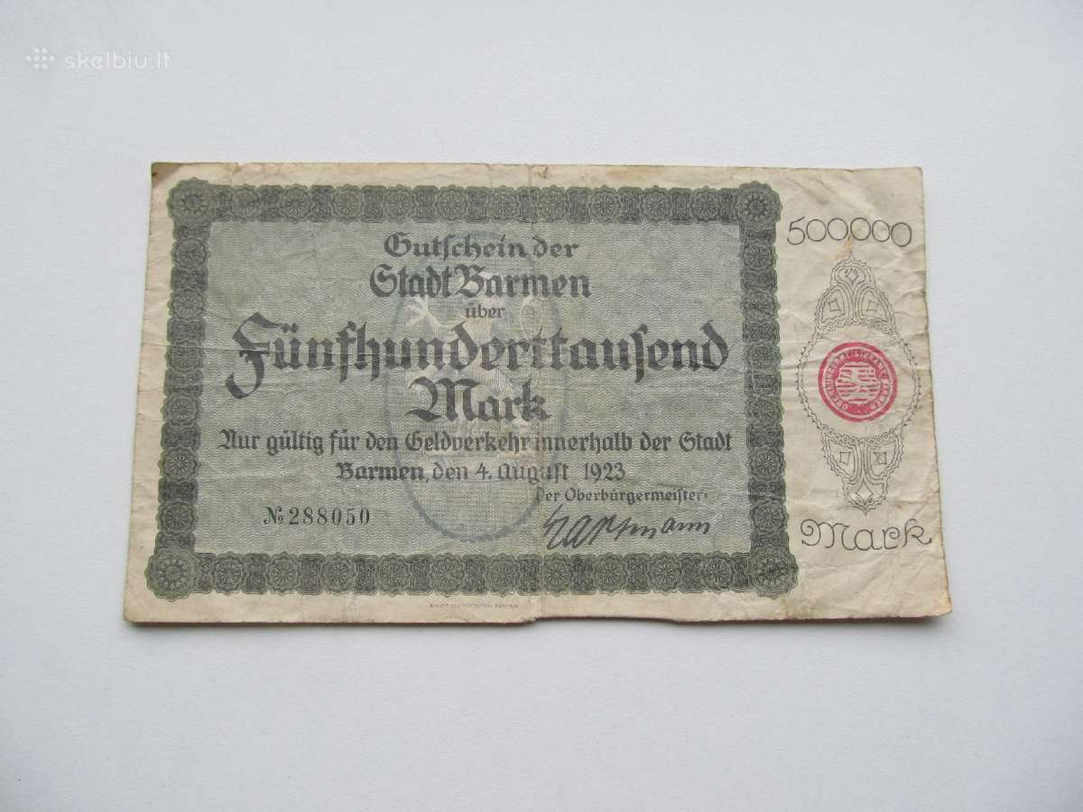 500 000 markiu , Barmen Vokietija , 1923
