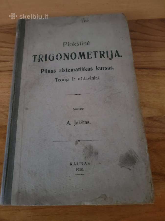 1919 m. A.jakšto knyga "Plokštinė trigonometrija"