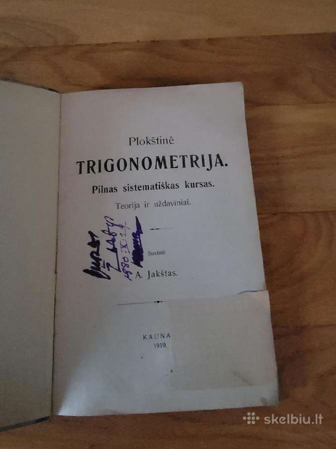 1919 m. A.jakšto knyga "Plokštinė trigonometrija" - nuotraukos Nr. 2