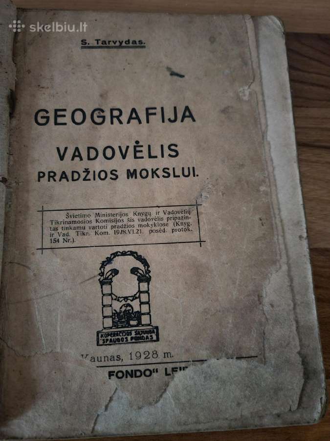 1928 m. S.tarvydo "Geografijos vadovėlis"