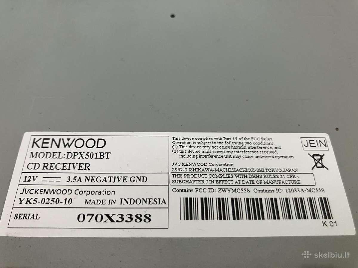 Vintažinė automagnetola Kenwood Dpx501bt - nuotraukos Nr. 3