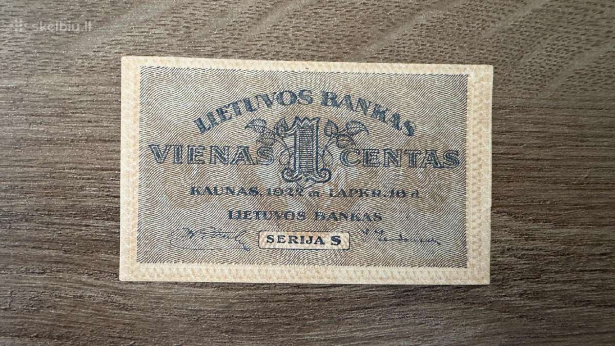 1922 m. Lietuvos banko 1 cento banknotas