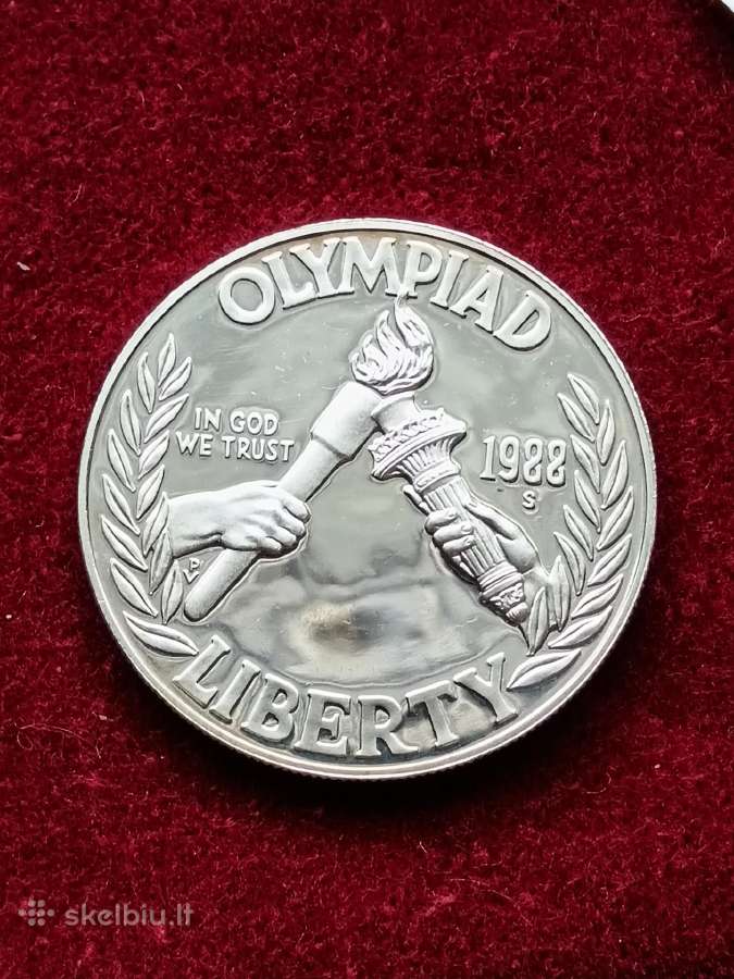 1988 m. JAV olimpinė sidabrinė dolerio moneta - nuotraukos Nr. 2