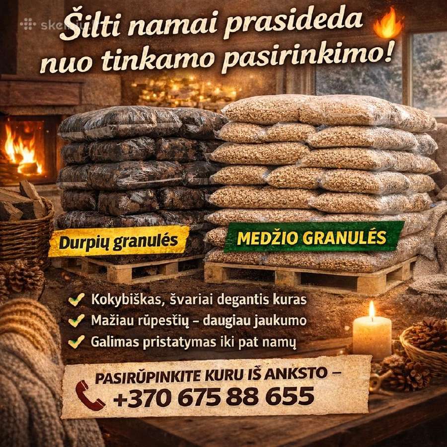 Parduodame Kokybiškas Granules Šildymui