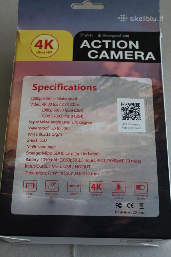 Laisvalaiko kamera "Sport Pro 3 Fullhd 4k WiFi" - nuotraukos Nr. 2
