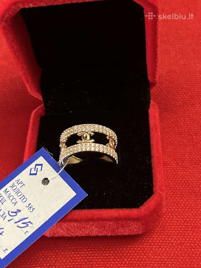 Prabangus auksinis Chanel žiedas su Swarovskiais - nuotraukos Nr. 2