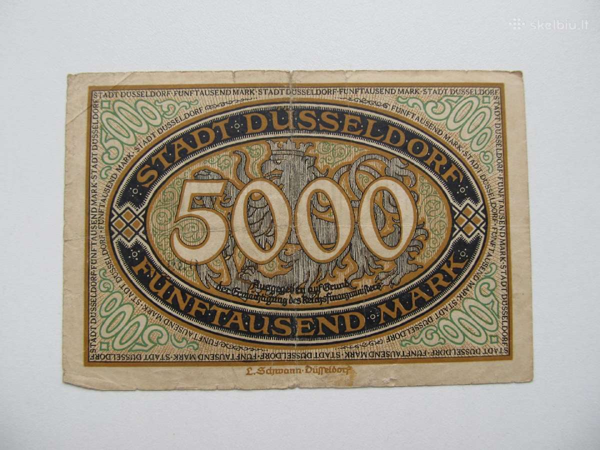 5000 markiu , Duseldorf Vokietija , 1923 - nuotraukos Nr. 2