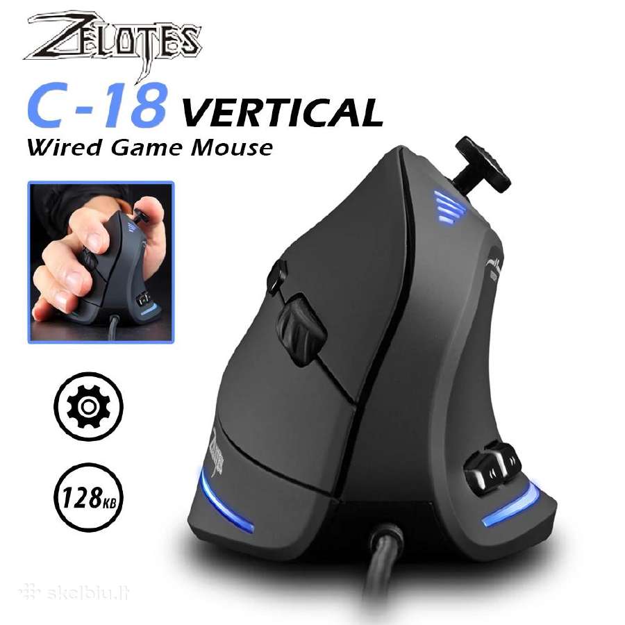 Vertikali žaidimų pelė Zelotes C-18 (su pakuote)
