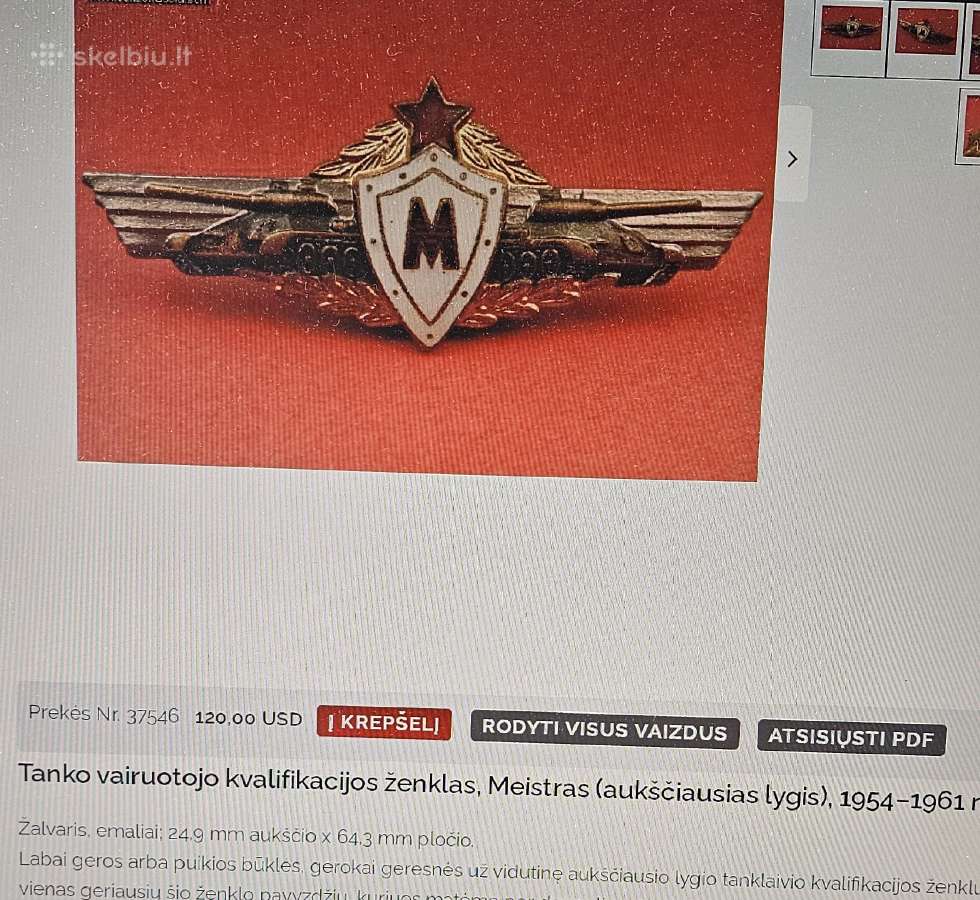 Tanko vairuotojo kvalifikacijos ženklas. - nuotraukos Nr. 5