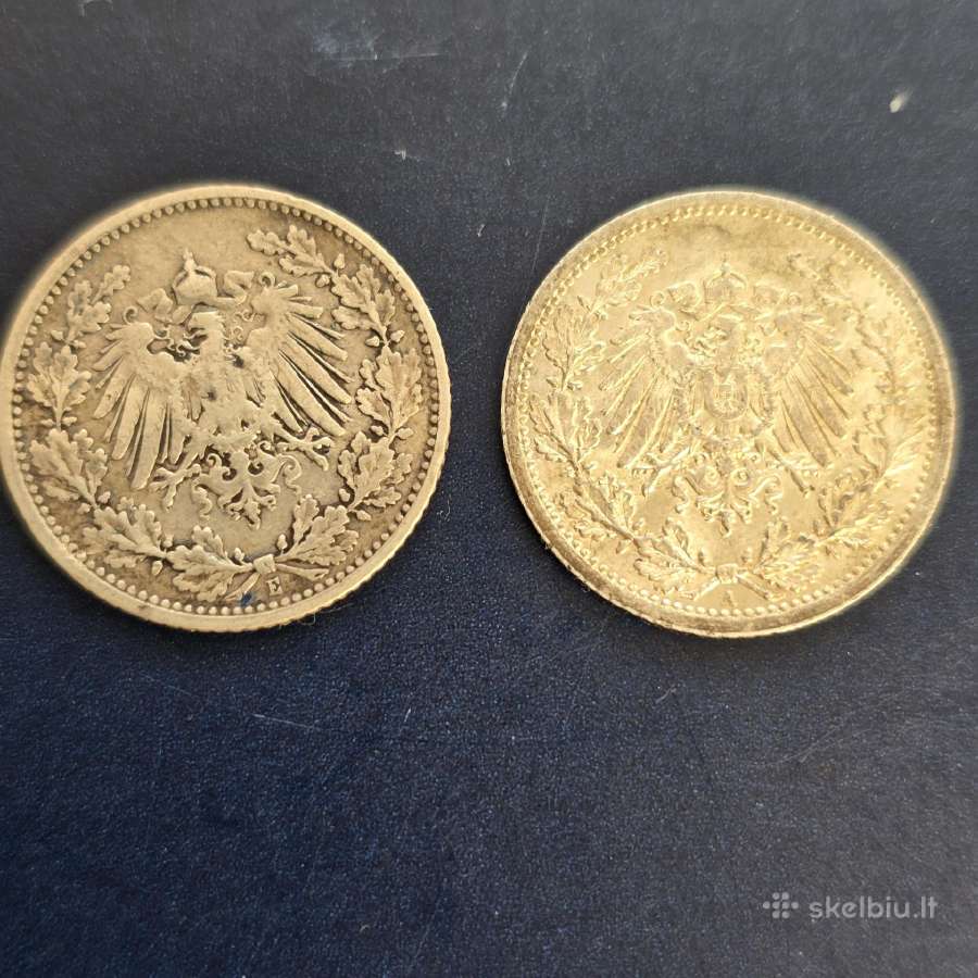 Vokietija 1905e, 1914a, 1914j 1/2 Mark Ag900 - nuotraukos Nr. 2