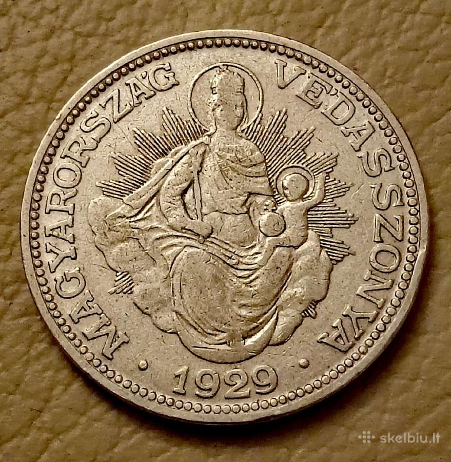 Vengrijos 2 pengių sidabrinė moneta 1929 m. - nuotraukos Nr. 2