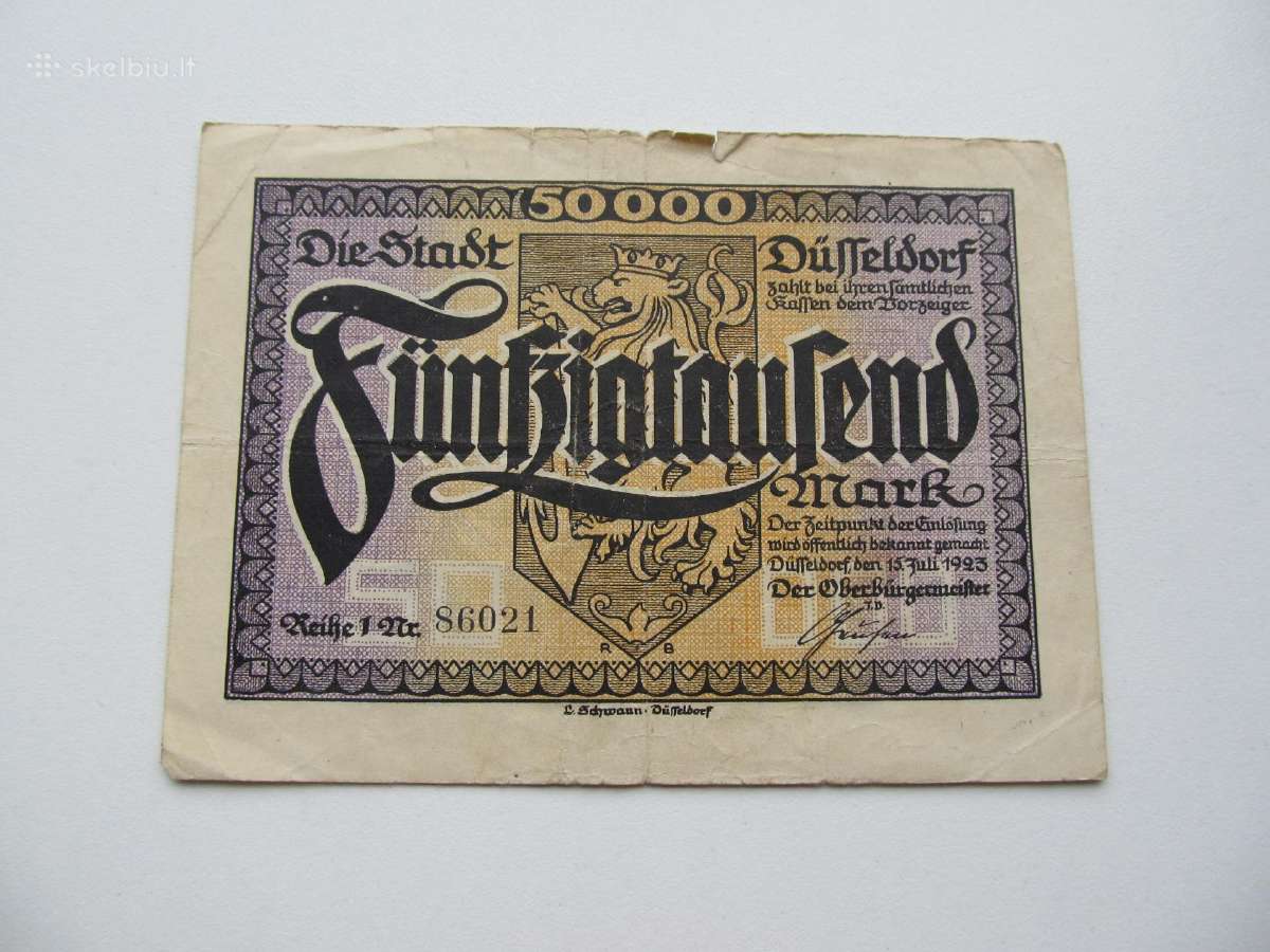 50 000 markiu , Duseldorf Vokietija , 1923