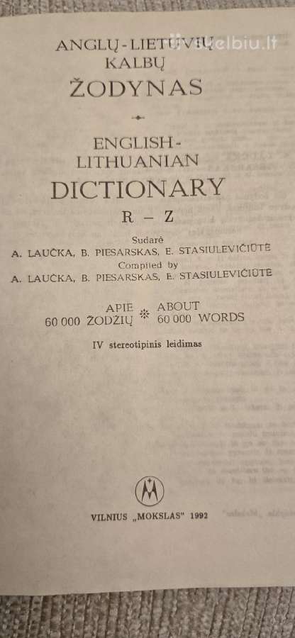 AL Anglų- Lietuvių Kalbų Žodynas,2 R-z - nuotraukos Nr. 2