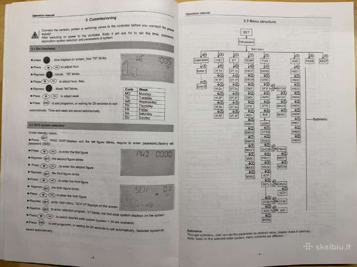 Saulės Kolektorių Valdiklis Sr988c1 (39 programos) - nuotraukos Nr. 17