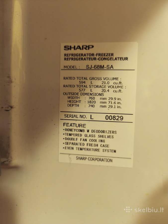 Šaldytuvas Sharp Sj-68m-sa - nuotraukos Nr. 3