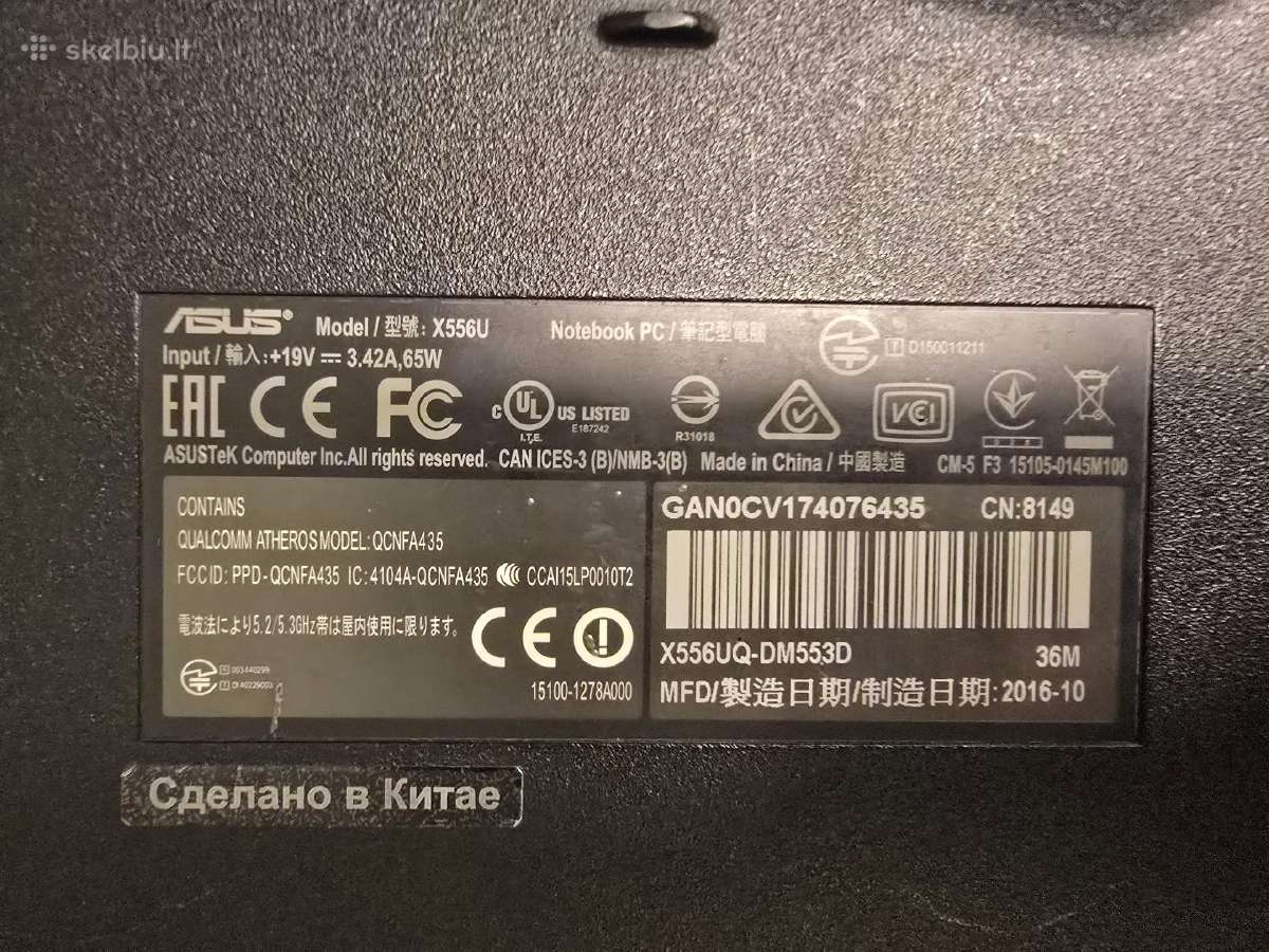 Nešiojamasis kompiuteris Asus leptop x556uq - nuotraukos Nr. 4